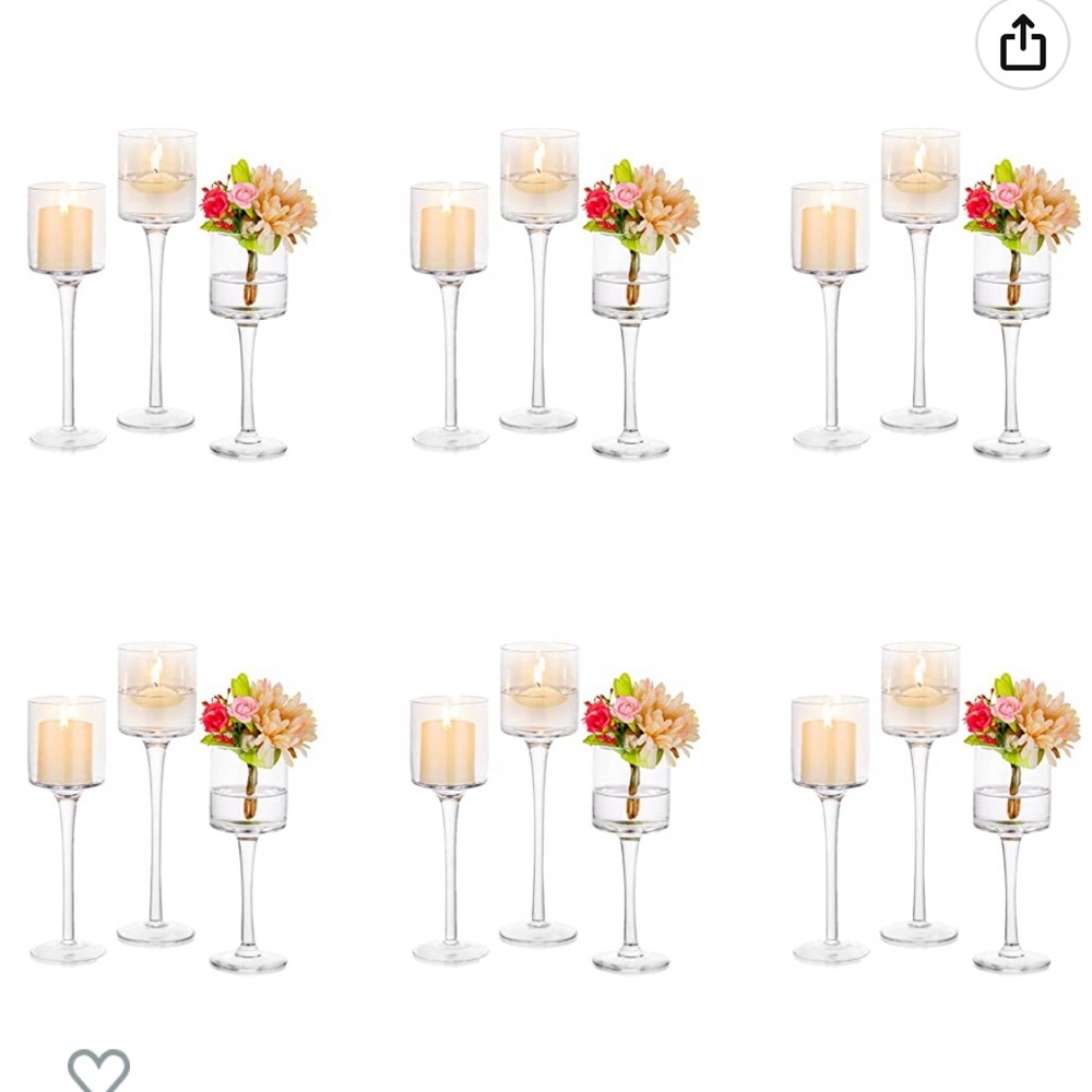Glass Candle Holder for Table Centerpiece- Inweder Tall Tea Lights Candle Holder